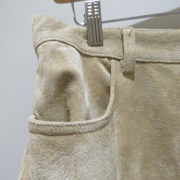 VINTAGE EDDIE BAUER Seattle Suede Washable Leather Midi Skirt Sz 10 Boho Granola - Picture 5 of 14